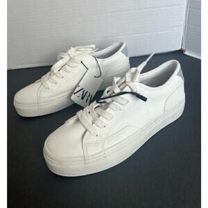 NWT Zara Vegan White Platform‎ Low Top Lace Up Sneaker Shoes Size 7.5